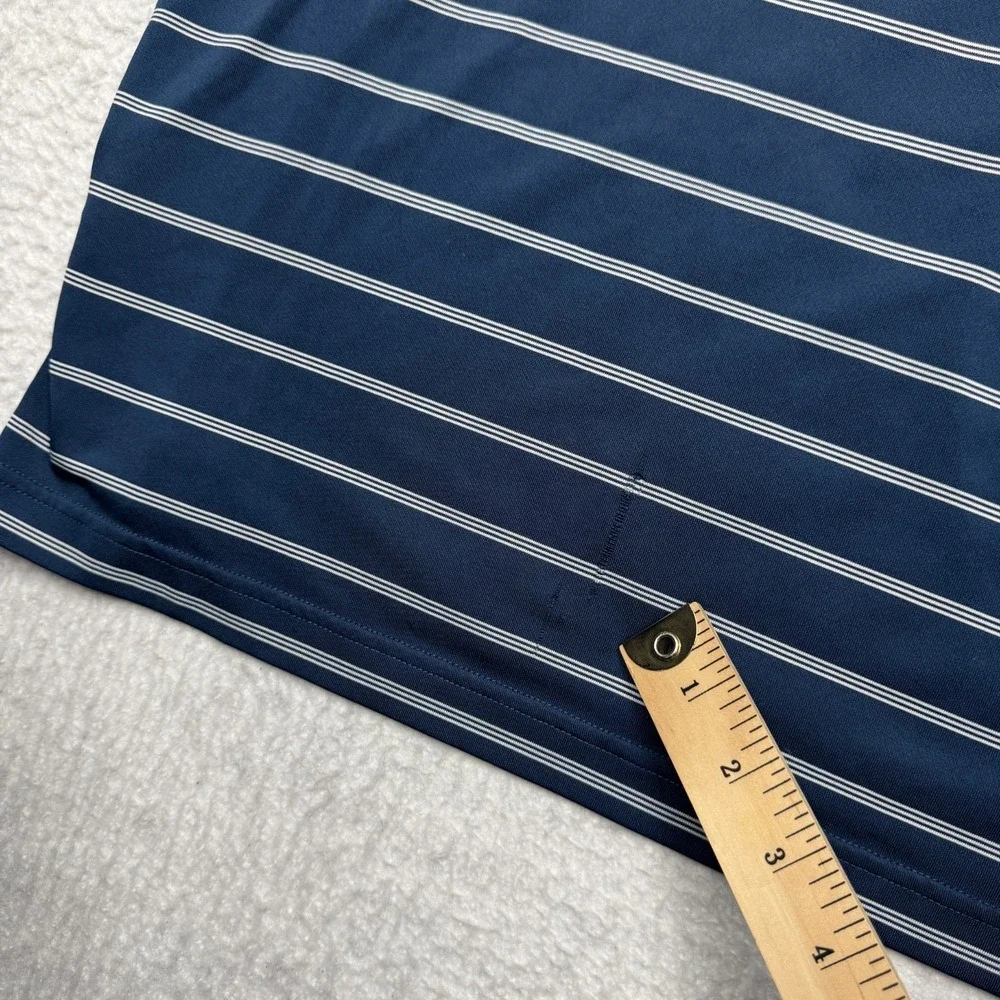 Adidas Pure Motion Golf Polo Shirt Striped Short Sleeve Blue Men's Size Large